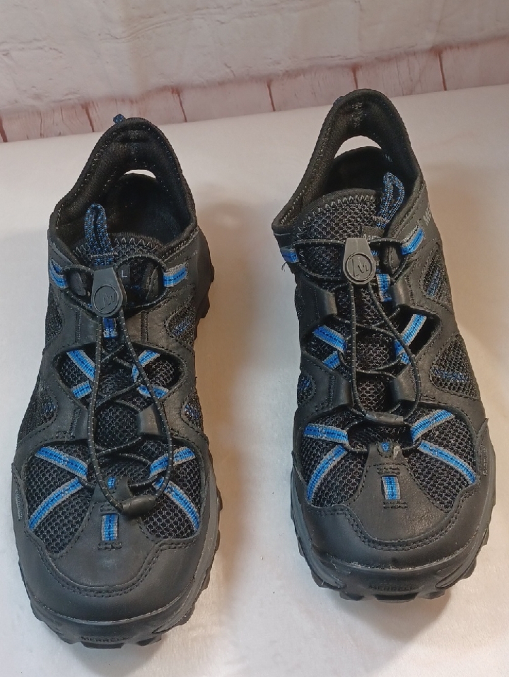 merrell mens size 11 water hiking trail shoes quick lace black blue - Picture 3 of 13